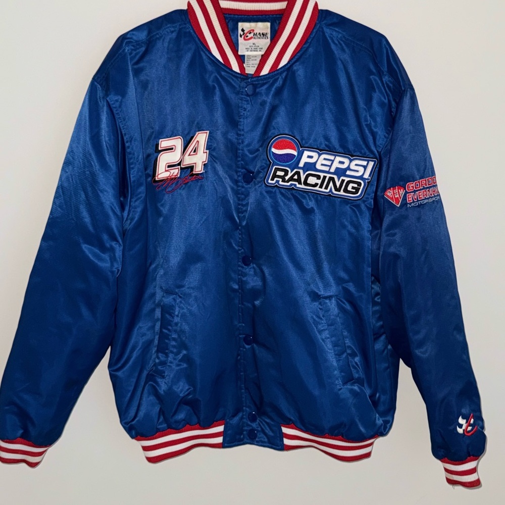 Chase Authentics Blue and Red Bomber Jacket with Racing Style